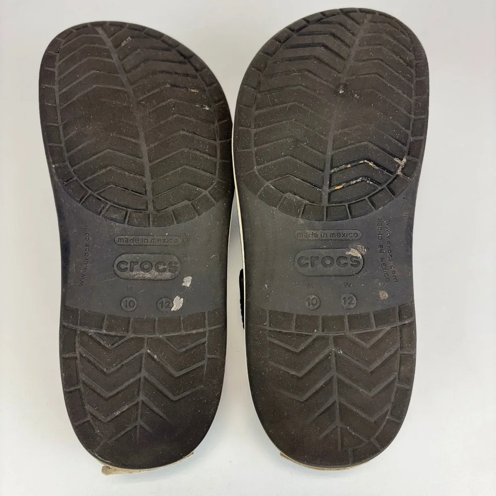 Crocs Crocband Clog Men 10 Women 12 Black White Stripe Slip On Comfort Sandal